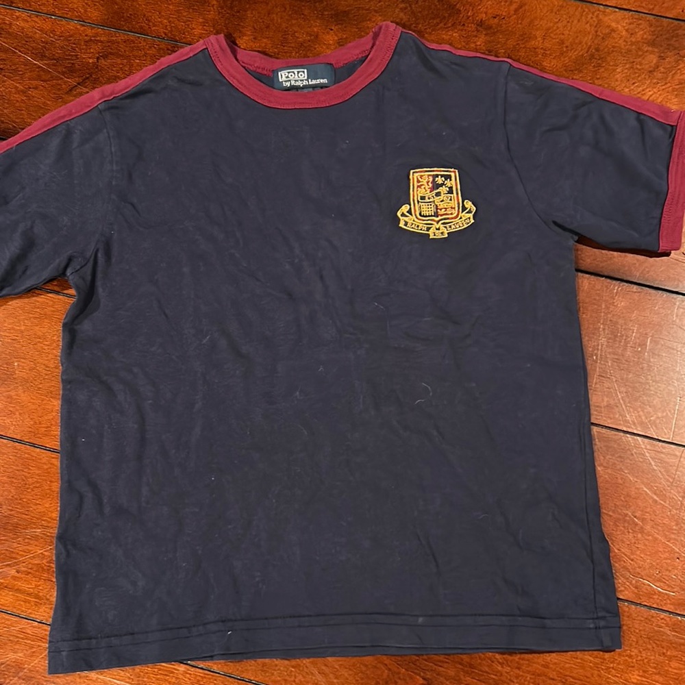 NWT Polo Ralph Lauren Navy Crest Shirt Size 5 100% cotton Blue label